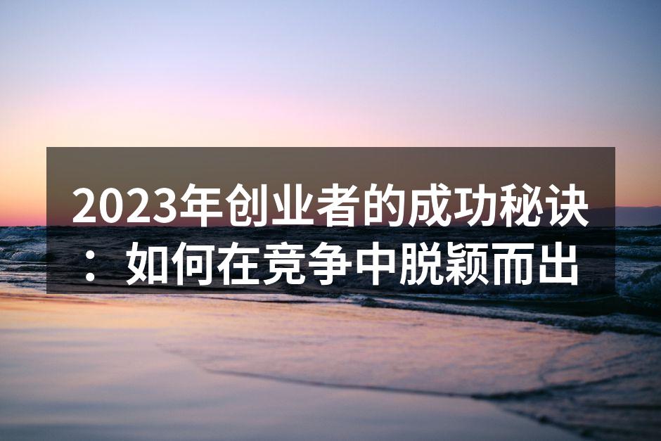 2023年创业者的成功秘诀：如何在竞争中脱颖而出